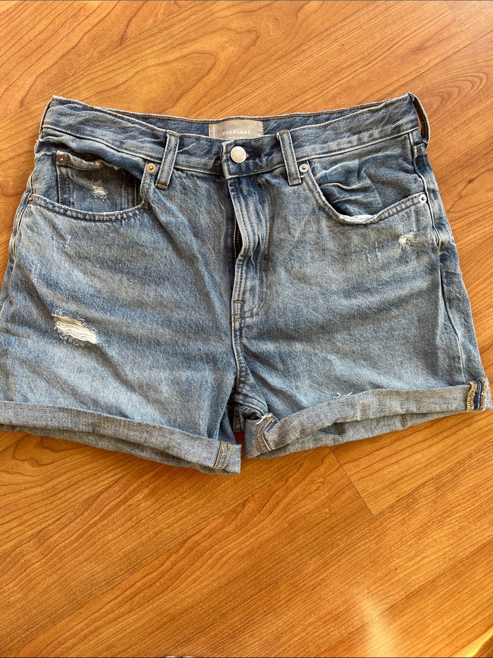 Everlane The Denim Short Light Wash Rolled-Hem Denim Shorts 100% organic cotton